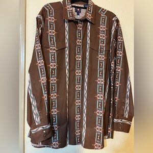Panhandle Slim Brown Button Down Shirt southwest aztec cowboy